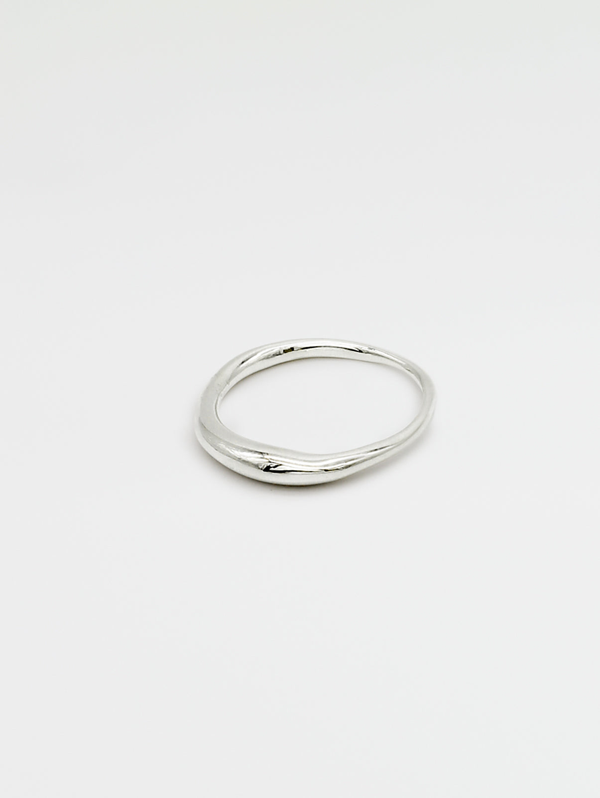 A simple, elegant silver band ring with a high shine finish, showing the front view on a white background.