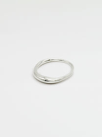 A simple, elegant silver band ring with a high shine finish, showing the front view on a white background.